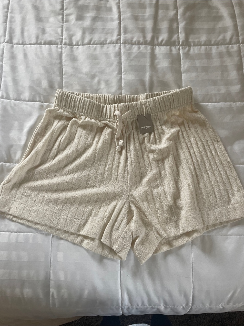 Haven High Waist Cream Knit Lounge Shorts
